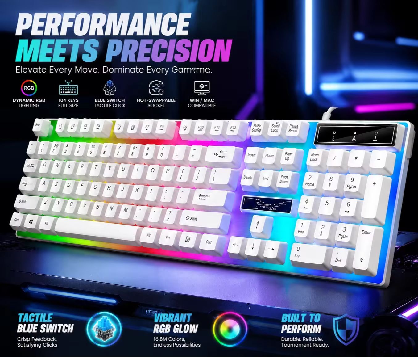 Pc Gaming Fullset - Full-Size RGB Backlit 104Keys Mechanical Wired