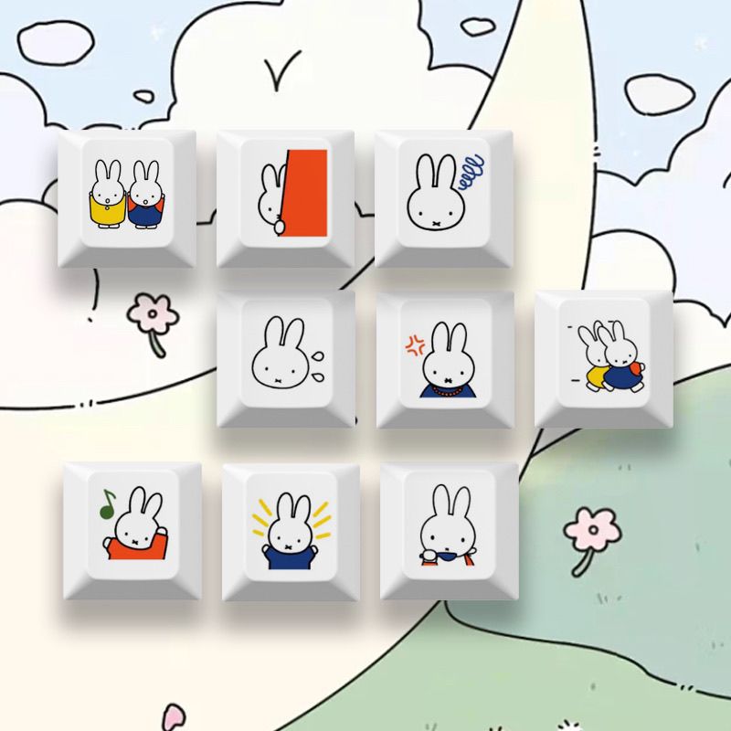 New Miffy rabbit cartoon cute  - Custom Keycaps ulasan dan harga