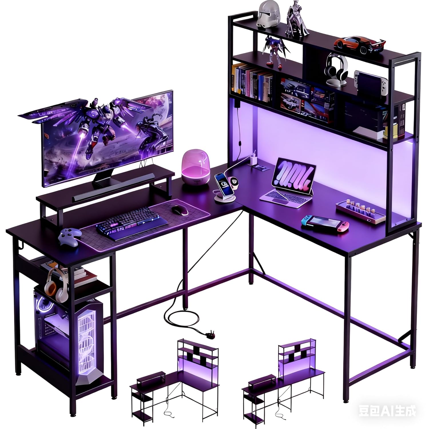 L Shaped Gaming Desk with Hutc - Pc Zotac Gaming ulasan dan harga