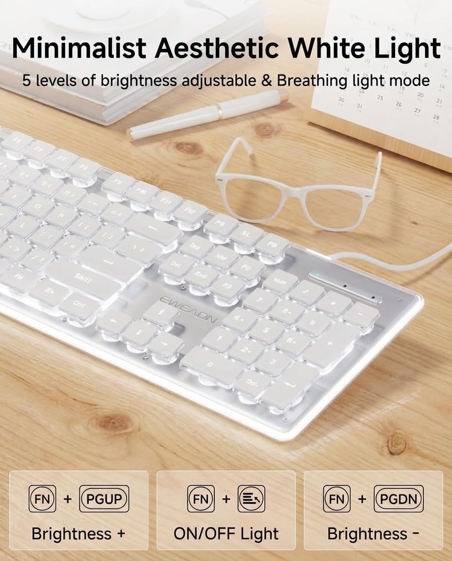 Wired USB Keyboard with White  - Pc Gaming Fullset ulasan dan harga