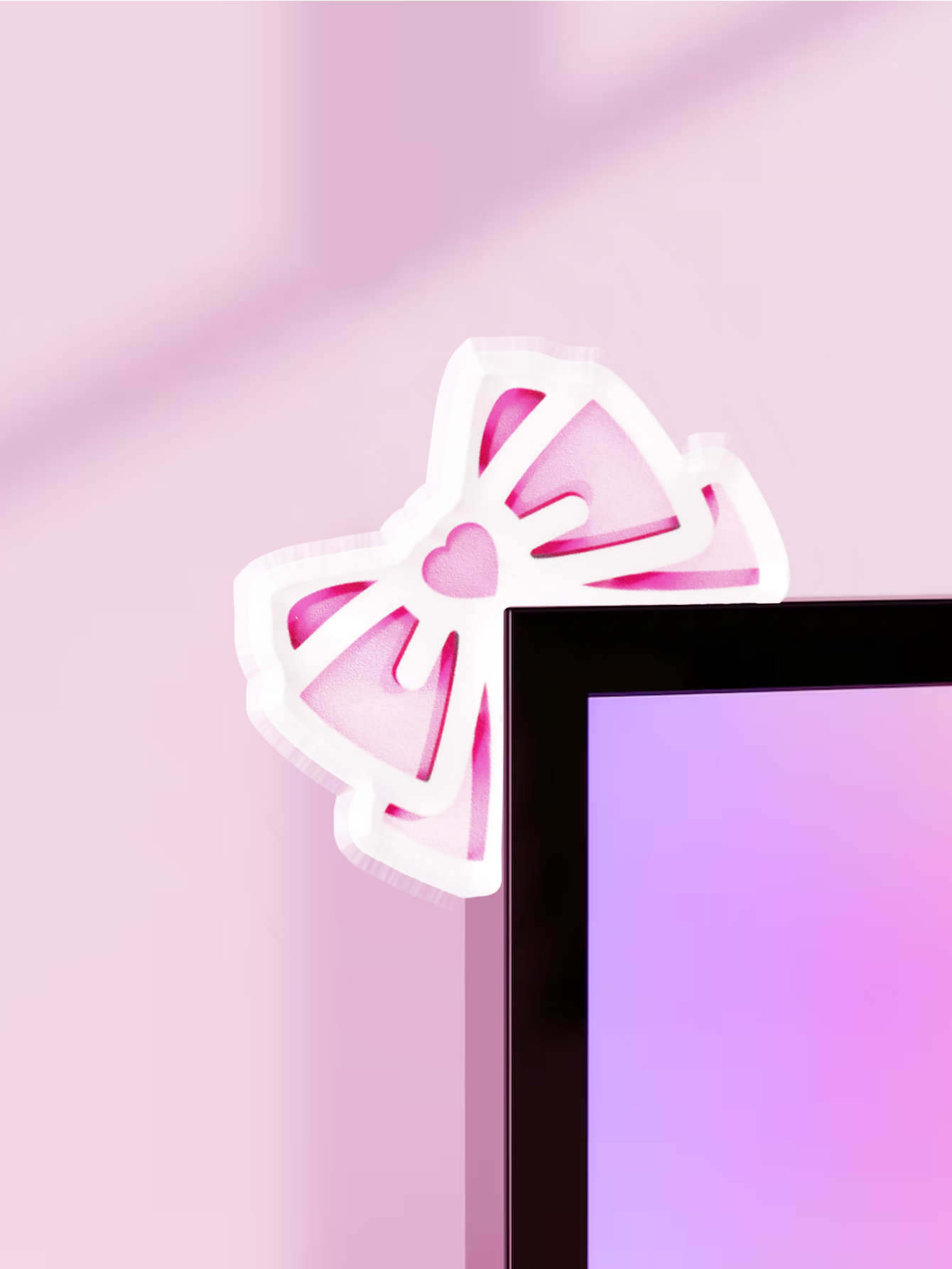 Kawaii Bow Monitor Decor Pink  - Pc Gaming Kawaii ulasan dan harga